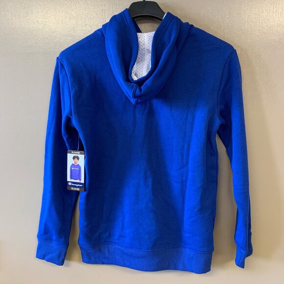 Champion Kids Logo Fleece Hoodie XL 14/16 Blue Pullover Sweatshirt - Picture 4 of 12